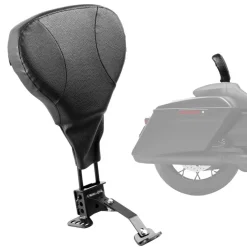 Adjustable Motorcycle Backrest Sissy Bar, Fit Harley Touring Models 2009-2024 with One-piece Slotted Seat, Street Glide, Road Glide, and Road King, Detachable Rider Backrest for Motorcycles, Black