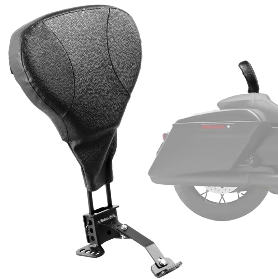 Adjustable Motorcycle Backrest Sissy Bar, Fit Harley Touring Models 2009-2024 with One-piece Slotted Seat, Street Glide, Road Glide, and Road King, Detachable Rider Backrest for Motorcycles, Black