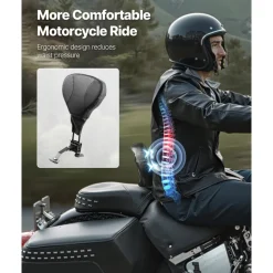 Adjustable Motorcycle Backrest Sissy Bar, Fit Harley Touring Models 2009-2024 with One-piece Slotted Seat, Street Glide, Road Glide, and Road King, Detachable Rider Backrest for Motorcycles, Black