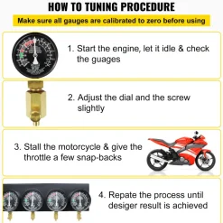 Bestauto Fuel Vacuum Carburetor Synchronize Tool Kit Fuel Vacuum Carburetor Synchronizer carb sync Gauge Set with Rubber Hose