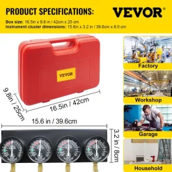 Bestauto Fuel Vacuum Carburetor Synchronize Tool Kit Fuel Vacuum Carburetor Synchronizer carb sync Gauge Set with Rubber Hose