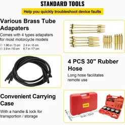 Bestauto Fuel Vacuum Carburetor Synchronize Tool Kit Fuel Vacuum Carburetor Synchronizer carb sync Gauge Set with Rubber Hose