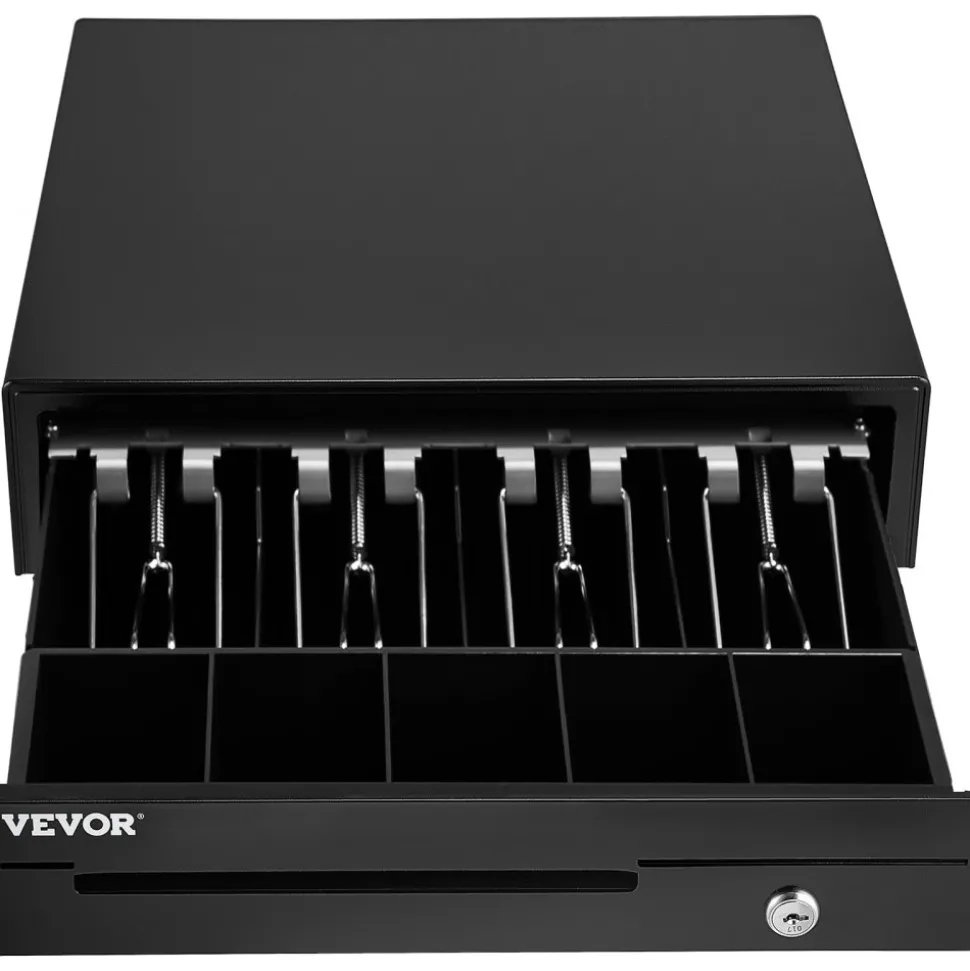 Cash Register Drawer, 13" 12 V, for POS System with 4 Bill 5 Coin Cash Tray, Removable Coin Compartment & 2 Keys Included, RJ11/RJ12 Cable for Supermarket, Bar, Coffee Shop, Restaurant