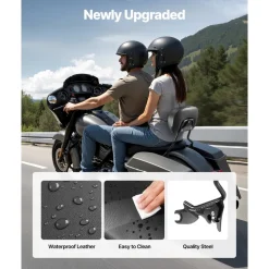 Detachable Motorcycle Passenger Backrest, Compatible with Harley-Davidson Touring, Street Glide, Road Glide, Road King, 16-Inch Height, Black