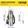 3 Gallon Stainless Steel Sprayer, 20" Wand & 3FT Reinforced Hose, Hand Pump Sprayer with Pressure Gauge, Safety Valve & Adjustable Nozzle, Garden Weed Sprayer for Lawn, Gardening & Sanitizing