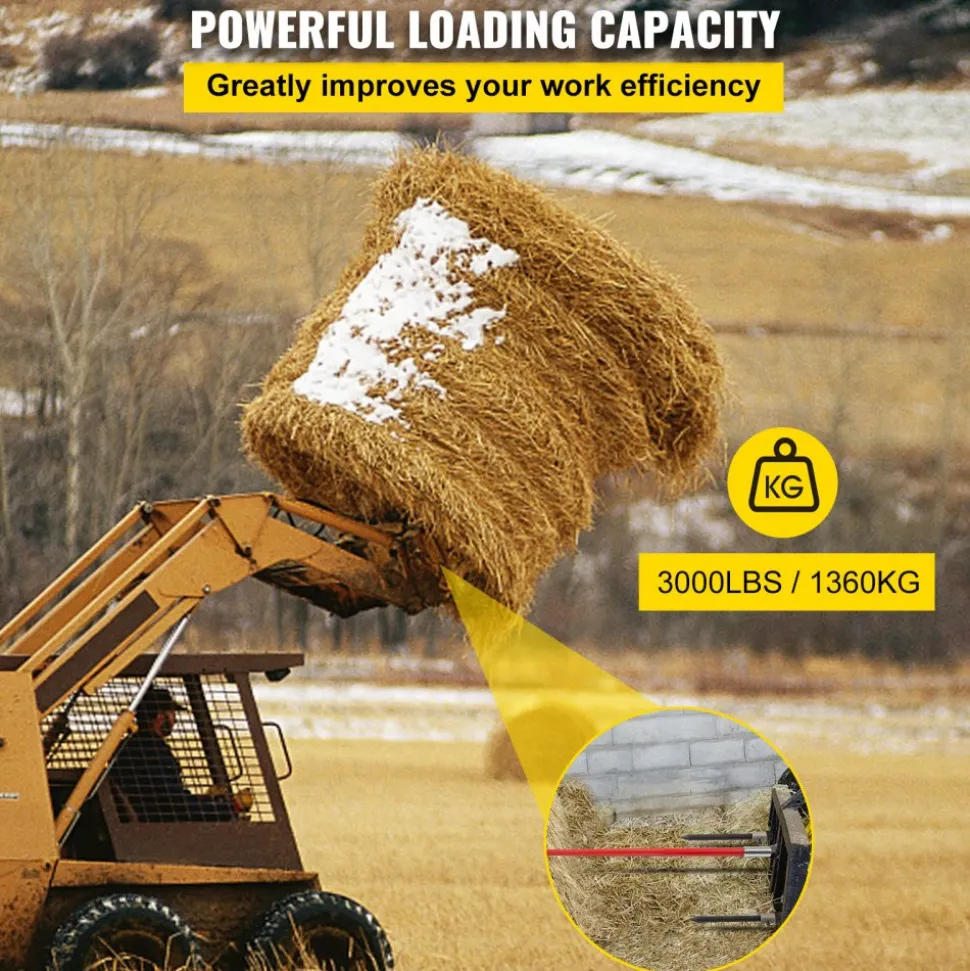 49" Hay Bale Spear 3000 lbs Capacity with Nut and Sleeve