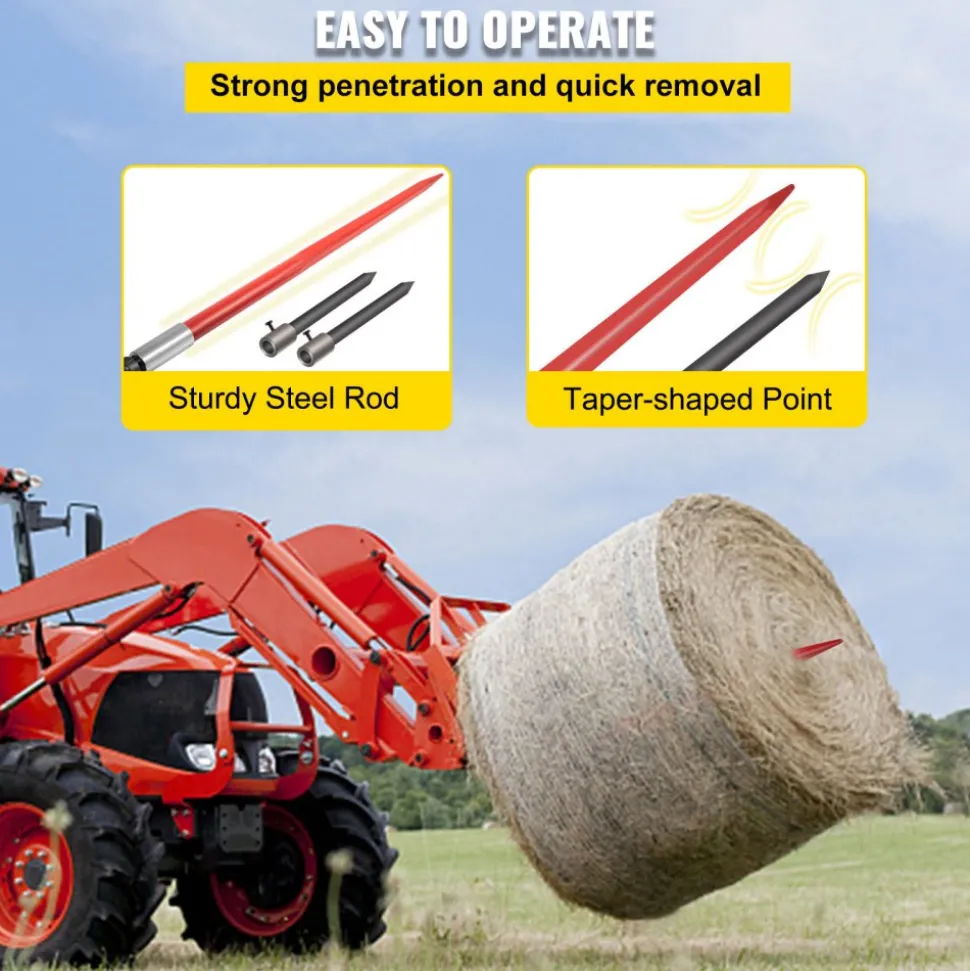 49" Hay Bale Spear 3000 lbs Capacity with Nut and Sleeve