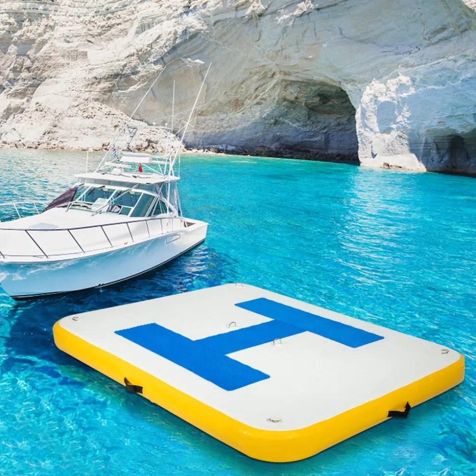 Inflatable Dock Platform, Inflatable Floating Dock 8x5 ft with Electric Air Pump
