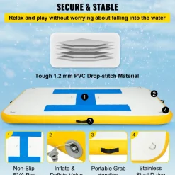 Inflatable Dock Platform, Inflatable Floating Dock 8x5 ft with Electric Air Pump