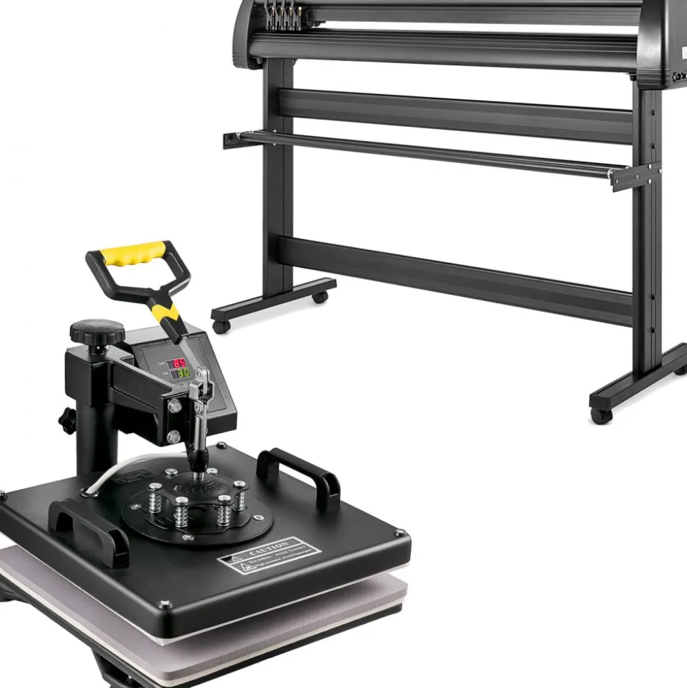 5 in1 Heat Press 15"x15" Vinyl Cutter Plotter 53" USB Port Sticker Print DIY