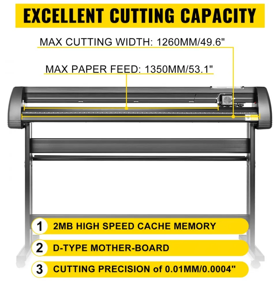 5 in1 Heat Press 15"x15" Vinyl Cutter Plotter 53" USB Port Sticker Print DIY