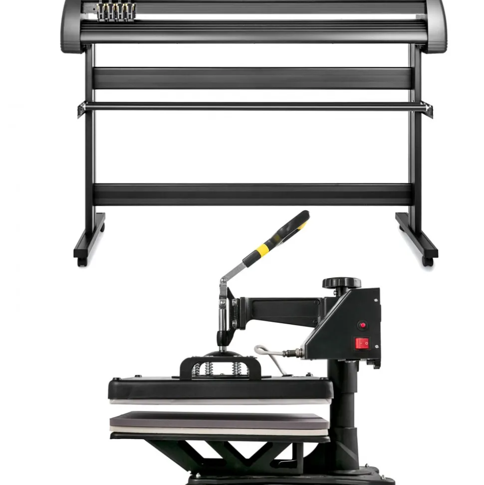 5 in1 Heat Press 15"x15" Vinyl Cutter Plotter 53" USB Port Sticker Print DIY