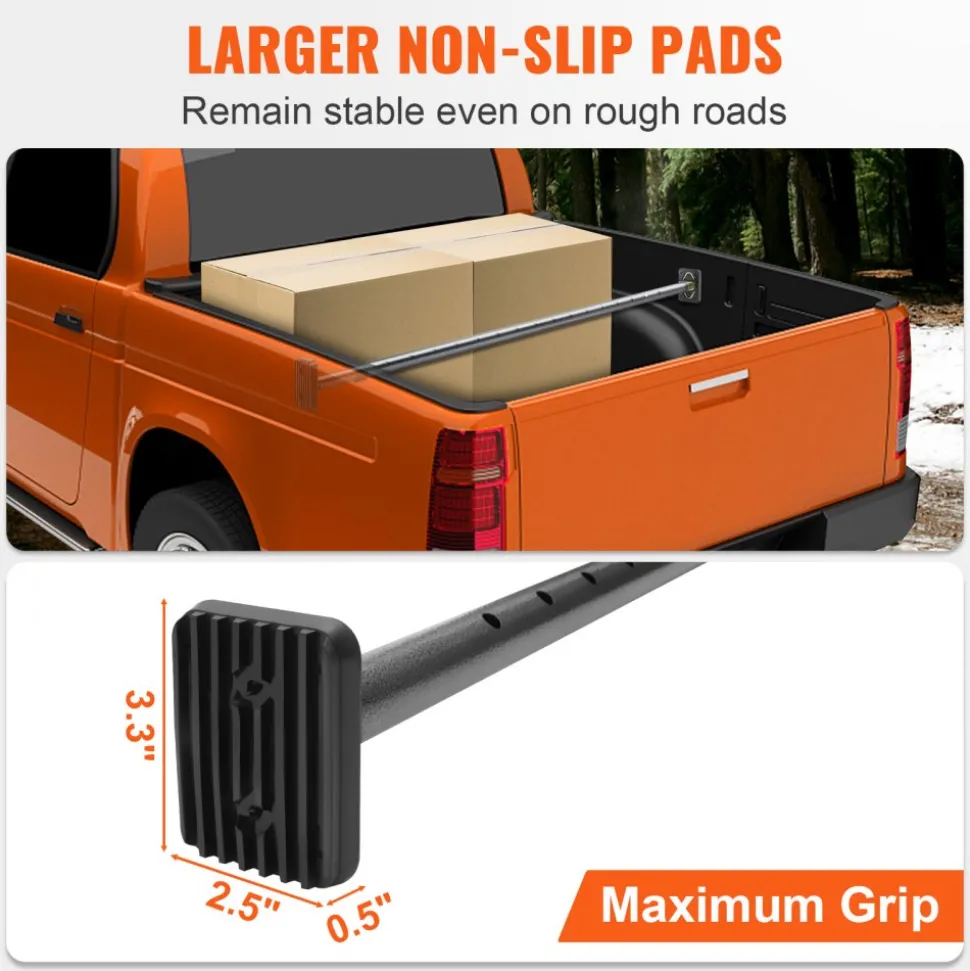KFFKFF Cargo Stabilizer, Adjustable Truck Bed Bar from 40" to 73", Robust Steel Load Bar with 220 lbs Limit, Cargo Stop Bar for Pickup Truck Bed, SUV
