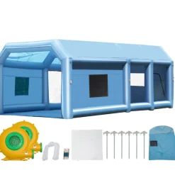 KFFKFF Portable Inflatable Painting Enclosure, Dimensions 32.8 x 21 x 14.8 ft, Equipped with 1100W+750W Robust Air Movers and Air Purification Setup, Suitable for Oversized Trucks, Vans, and Heavy Equipment