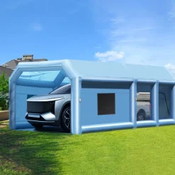 KFFKFF Portable Inflatable Painting Enclosure, Dimensions 32.8 x 21 x 14.8 ft, Equipped with 1100W+750W Robust Air Movers and Air Purification Setup, Suitable for Oversized Trucks, Vans, and Heavy Equipment