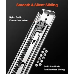 KFFKFF Set of Two Drawer Rails, Sizes Ranging from 16 to 60 inches, 500 lbs Weight Tolerance, Locking Mechanism Included, Ball Bearing Side Mount Drawer Slide Rail