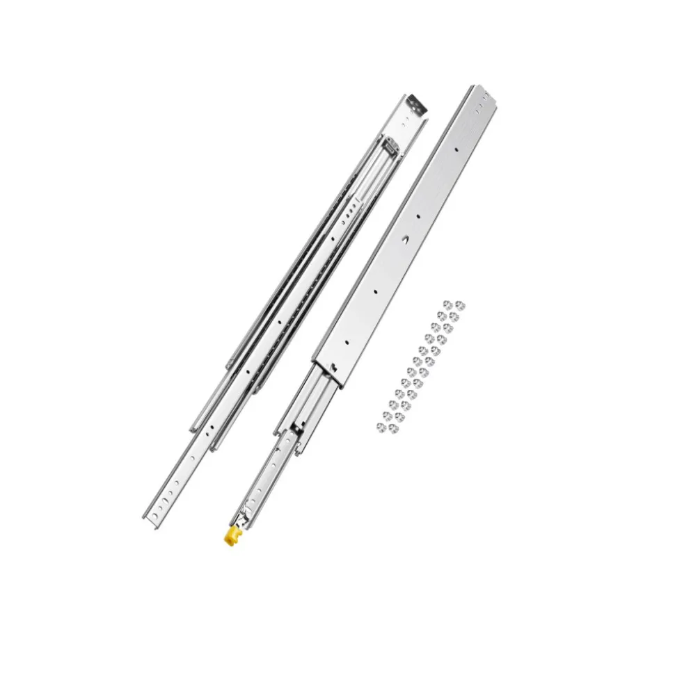 KFFKFF Set of Two Drawer Rails, Sizes Ranging from 16 to 60 inches, 500 lbs Weight Tolerance, Locking Mechanism Included, Ball Bearing Side Mount Drawer Slide Rail