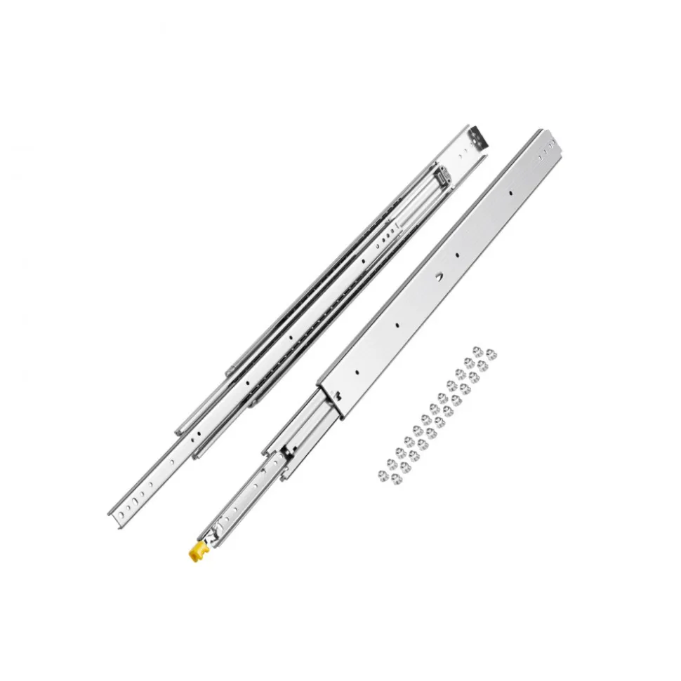 KFFKFF Set of Two Drawer Rails, Sizes Ranging from 16 to 60 inches, 500 lbs Weight Tolerance, Locking Mechanism Included, Ball Bearing Side Mount Drawer Slide Rail
