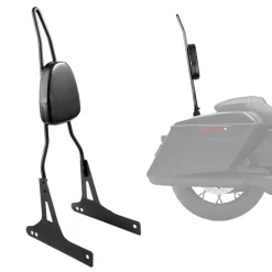 Motorcycle Backrest Sissy Bar, Compatible with Harley-Davidson Dyna Street Glide, Road Glide, and Road King, 29-Inch Height Detachable Passenger Backrest, Black