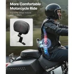 Motorcycle Backrest Sissy Bar, Compatible with Harley-Davidson Touring Street Glide, Road Glide, and Road King, 12.2-Inch Height Detachable Rider Backrest, Black