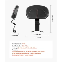 Motorcycle Backrest Sissy Bar, Compatible with Harley-Davidson Touring Street Glide, Road Glide, and Road King, 12.2-Inch Height Detachable Rider Backrest, Black