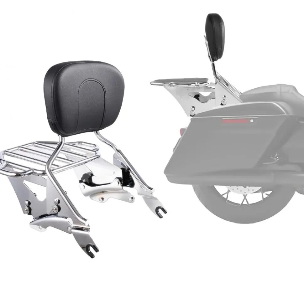 Motorcycle Backrest Sissy Bar with Luggage Rack, Compatible with Honda Rebel CMX 1100 2021-2022, 18-Inch Height, Removable Passenger Backrest, Durable Metal Frame with Leather Pad, Black