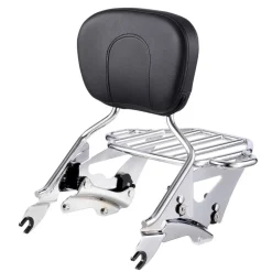 Motorcycle Backrest Sissy Bar with Luggage Rack, Compatible with Honda Rebel CMX 1100 2021-2022, 18-Inch Height, Removable Passenger Backrest, Durable Metal Frame with Leather Pad, Black
