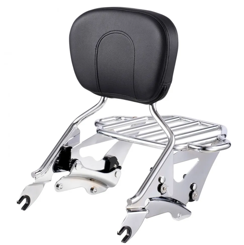 Motorcycle Backrest Sissy Bar with Luggage Rack, Compatible with Honda Rebel CMX 1100 2021-2022, 18-Inch Height, Removable Passenger Backrest, Durable Metal Frame with Leather Pad, Black