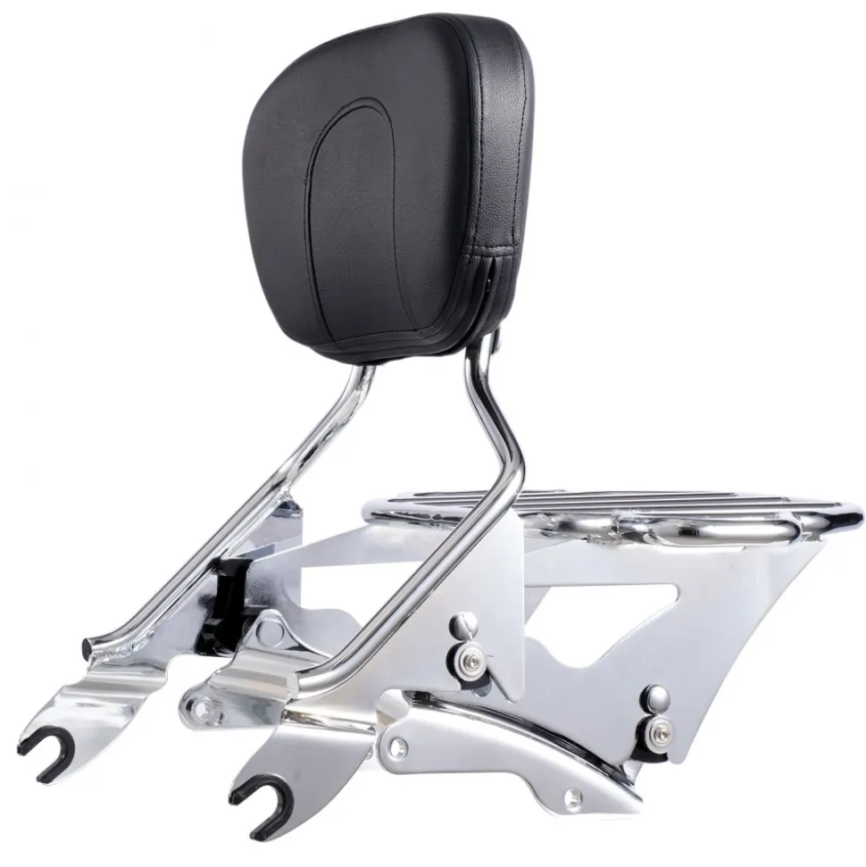 Motorcycle Backrest Sissy Bar with Luggage Rack, Compatible with Honda Rebel CMX 1100 2021-2022, 18-Inch Height, Removable Passenger Backrest, Durable Metal Frame with Leather Pad, Black