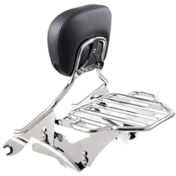 Motorcycle Backrest Sissy Bar with Luggage Rack, Compatible with Honda Rebel CMX 1100 2021-2022, 18-Inch Height, Removable Passenger Backrest, Durable Metal Frame with Leather Pad, Black