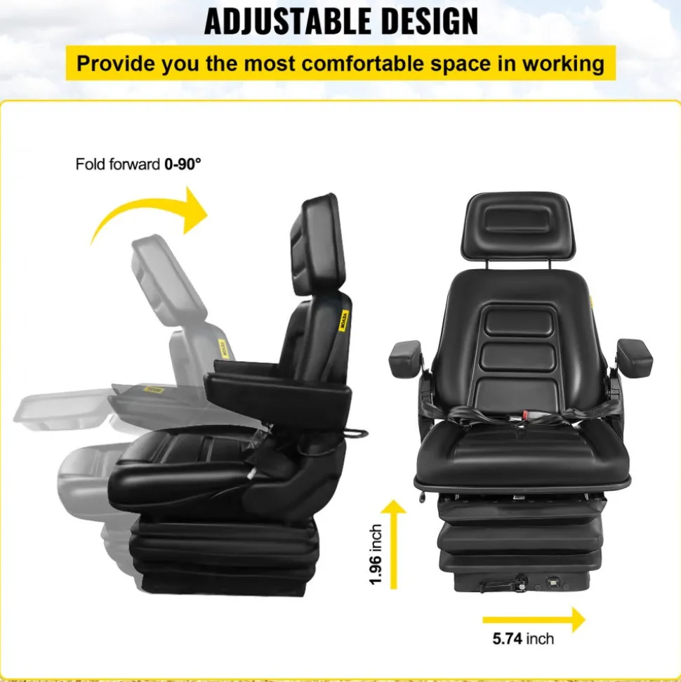NEW LOW PROFILE SUSPENSION SEAT WITH ARMREST DOZER BACKHOE TRACTOR SKIDSTEER