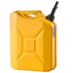 Newly Upgraded Oil-Tight VEVOR Metal Fuel Container, 5.3 Gallon, Fuel Jerry Can with Spout and Comfort Handle, 6 L/min Max Flow Rate, Leakproof & Corrosion-resistant Metal Gas Tank Most Cars Motorcycle ATV UTV, Yellow