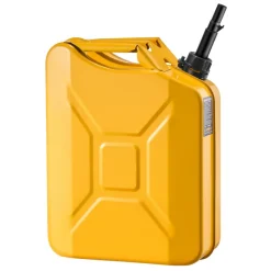 Newly Upgraded Oil-Tight VEVOR Metal Fuel Container, 5.3 Gallon, Fuel Jerry Can with Spout and Comfort Handle, 6 L/min Max Flow Rate, Leakproof & Corrosion-resistant Metal Gas Tank Most Cars Motorcycle ATV UTV, Yellow