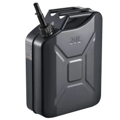 Newly Upgraded Oil-Tight!VEVOR Metal Fuel Container, 5.3 Gallon, Fuel Jerry Can with Spout and Comfort Handle, 6 L/min Max Flow Rate, Leakproof & Corrosion-resistant Metal Gas Tank Most Cars Motorcycle ATV UTV, Black
