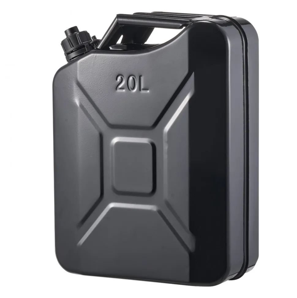 Newly Upgraded Oil-Tight!VEVOR Metal Fuel Container, 5.3 Gallon, Fuel Jerry Can with Spout and Comfort Handle, 6 L/min Max Flow Rate, Leakproof & Corrosion-resistant Metal Gas Tank Most Cars Motorcycle ATV UTV, Black