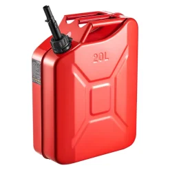 Newly Upgraded Oil-Tight!VEVOR Metal Fuel Container, 5.3 Gallon, Fuel Jerry Can with Spout and Comfort Handle, 6 L/min Max Flow Rate, Leakproof & Corrosion-resistant Metal Gas Tank Most Cars Motorcycle ATV UTV, Red