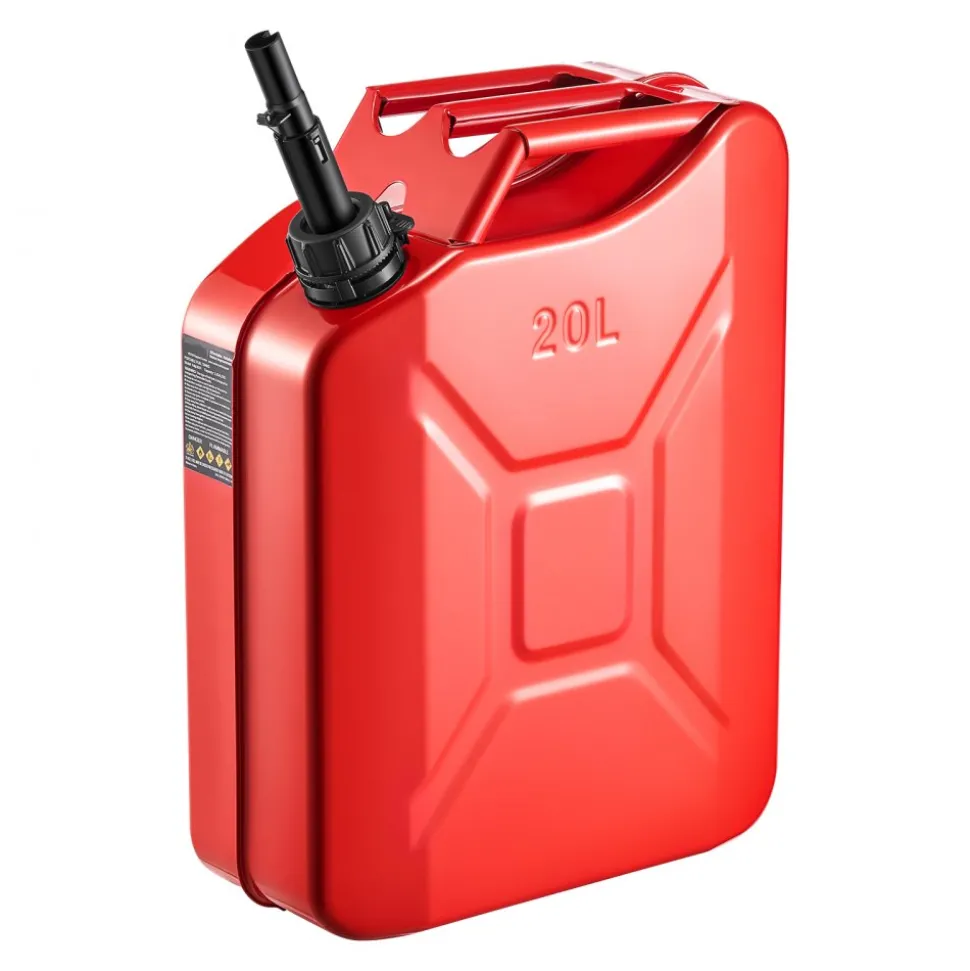 Newly Upgraded Oil-Tight!VEVOR Metal Fuel Container, 5.3 Gallon, Fuel Jerry Can with Spout and Comfort Handle, 6 L/min Max Flow Rate, Leakproof & Corrosion-resistant Metal Gas Tank Most Cars Motorcycle ATV UTV, Red