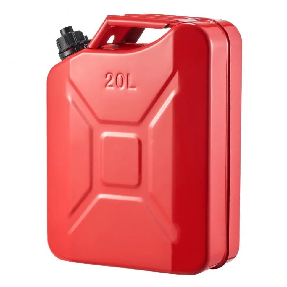 Newly Upgraded Oil-Tight!VEVOR Metal Fuel Container, 5.3 Gallon, Fuel Jerry Can with Spout and Comfort Handle, 6 L/min Max Flow Rate, Leakproof & Corrosion-resistant Metal Gas Tank Most Cars Motorcycle ATV UTV, Red