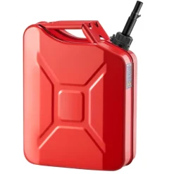 Newly Upgraded Oil-Tight!VEVOR Metal Fuel Container, 5.3 Gallon, Fuel Jerry Can with Spout and Comfort Handle, 6 L/min Max Flow Rate, Leakproof & Corrosion-resistant Metal Gas Tank Most Cars Motorcycle ATV UTV, Red