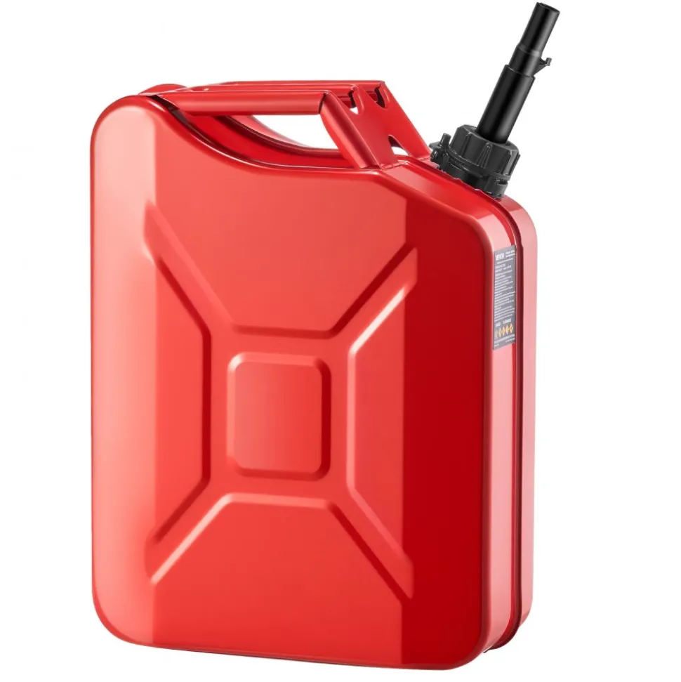 Newly Upgraded Oil-Tight!VEVOR Metal Fuel Container, 5.3 Gallon, Fuel Jerry Can with Spout and Comfort Handle, 6 L/min Max Flow Rate, Leakproof & Corrosion-resistant Metal Gas Tank Most Cars Motorcycle ATV UTV, Red