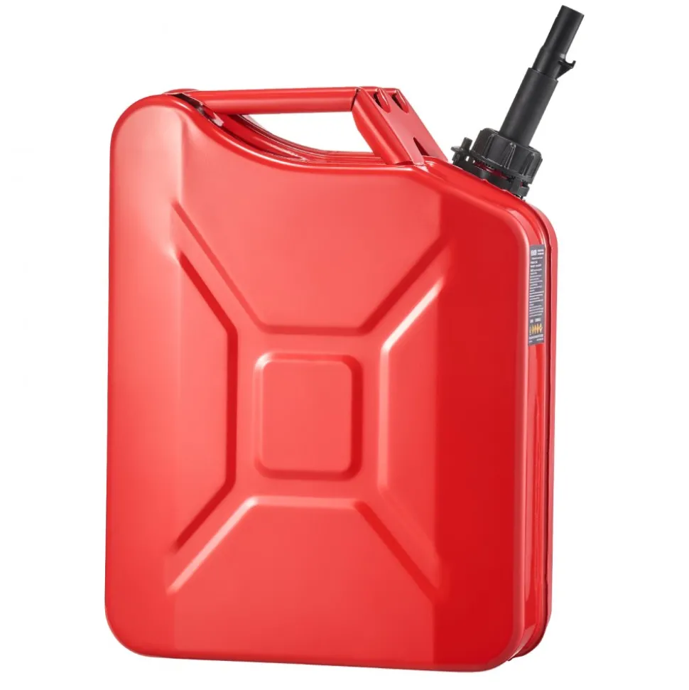 Newly Upgraded Oil-Tight!VEVOR Metal Fuel Container, 5.3 Gallon, Fuel Jerry Can with Spout and Comfort Handle, 6 L/min Max Flow Rate, Leakproof & Corrosion-resistant Metal Gas Tank Most Cars Motorcycle ATV UTV, Red