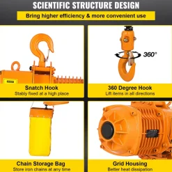 1 PHASE Industrial Electric Chain Hoist 1 Ton G80 Chain