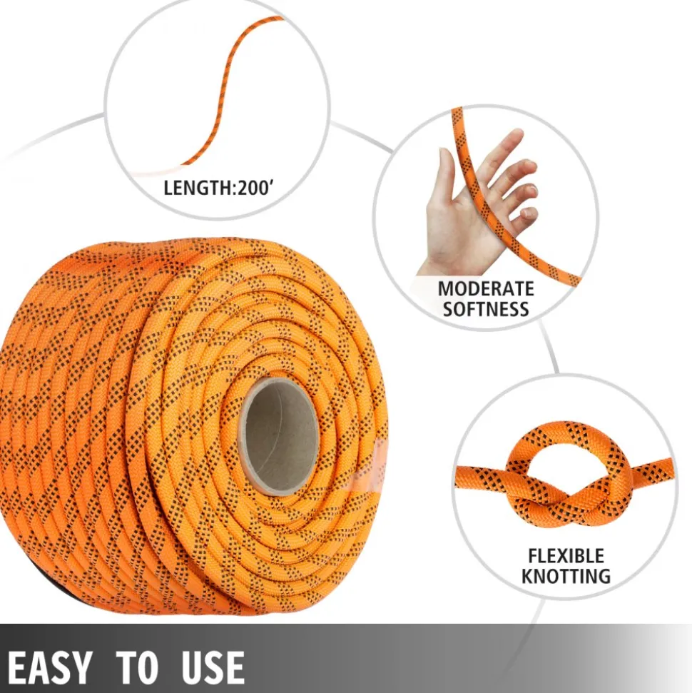 Polyester Rope 9/16" x 200', Load and Pulling Rope, 8600lbs Breaking Strength(Not suitable for rocking climbing, mountain climbing, hanging people, etc.)