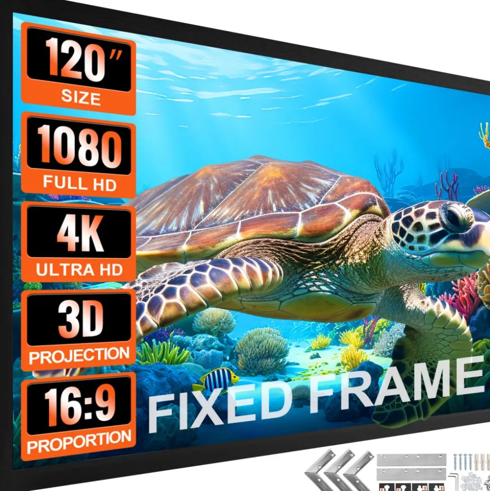 120" 16:9 Projector Screen Fixed Frame 4K HDTV Movie Theater 3D