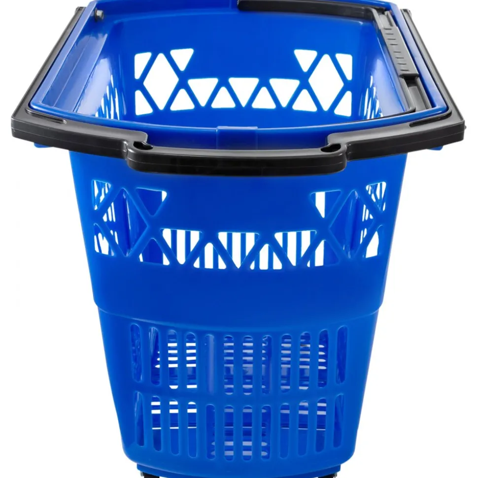 Shopping Basket with Handle on Castors- Blue Pack of 6
