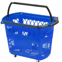 Shopping Basket with Handle on Castors- Blue Pack of 6