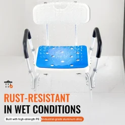 Shower Chair, 400 lbs Capacity, Shower Seat with Back, Adjustable Height Shower Stool, Shower Chair for Inside Shower Bathtub, Non-slip Bathroom Bench Bath Chair for Elderly Disabled Handicap