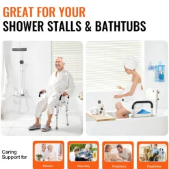 Shower Chair, 400 lbs Capacity, Shower Seat with Back, Adjustable Height Shower Stool, Shower Chair for Inside Shower Bathtub, Non-slip Bathroom Bench Bath Chair for Elderly Disabled Handicap