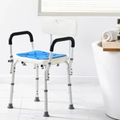 Shower Chair, 400 lbs Capacity, Shower Seat with Back, Adjustable Height Shower Stool, Shower Chair for Inside Shower Bathtub, Non-slip Bathroom Bench Bath Chair for Elderly Disabled Handicap