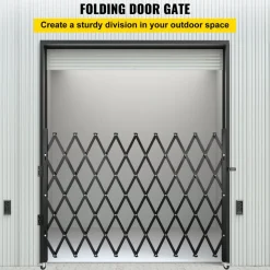 Single Folding Security Gate, 74"W x 51.57"H Folding Door Gate, Steel Accordion Security Gate, Flexible Expanding Security Gate, 360° Rolling Barricade Gate, Scissor Gate or Door with Padlock